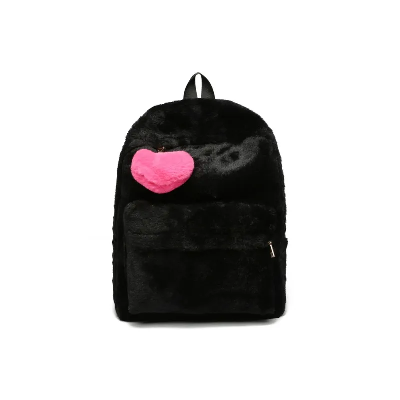 DALO Plush Backpack Women's Black/Pink-0