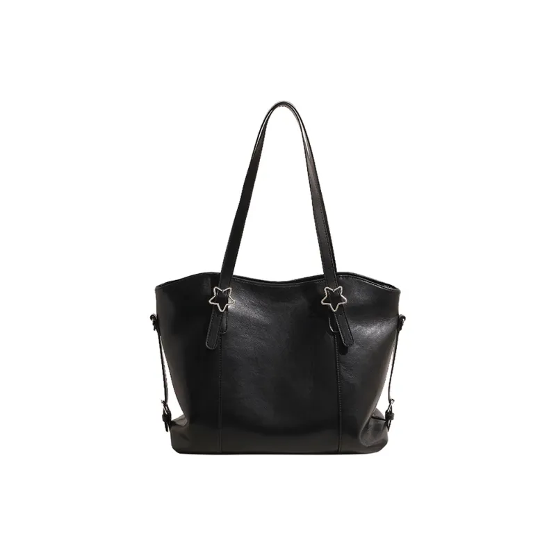 Morellybear PU Tote Bag Shopping Bag Shoulder Bags Regular Women's Brown/Black/Ecru-0
