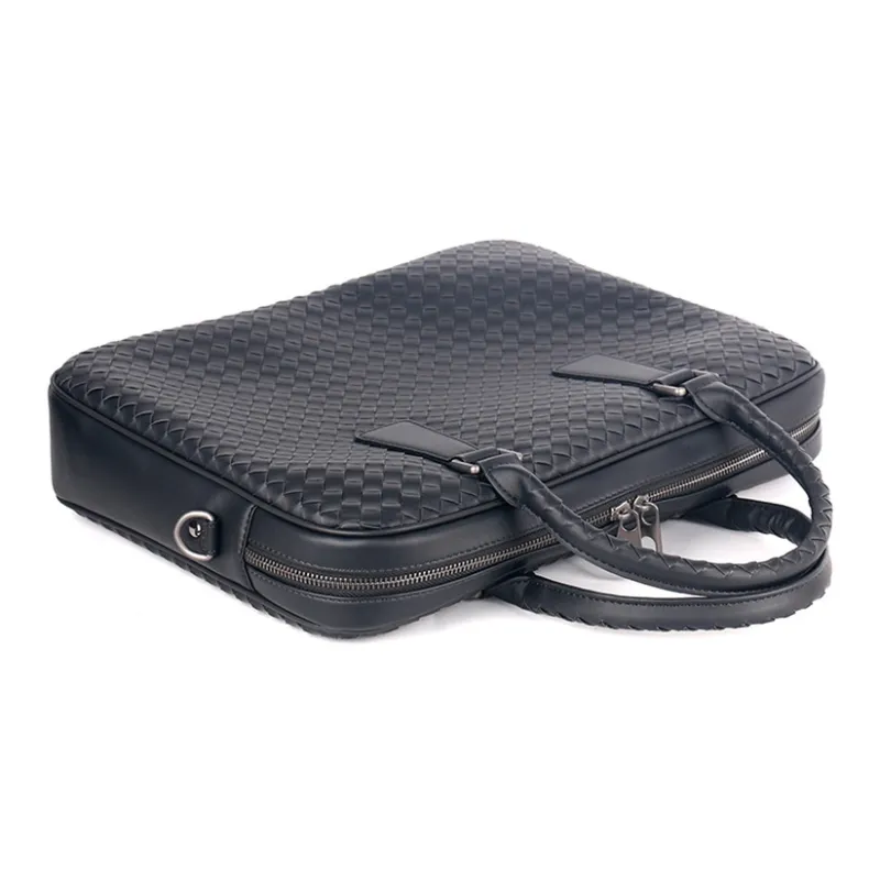 ROSEROOEN Waxed Leather Handbag, Shoulder Bag, Crossbody Bag, Briefcase Large Size Unisex Black-4