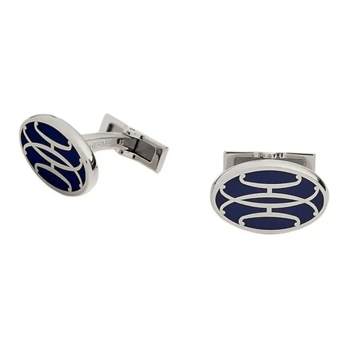HERMES Metal Palladium-Plated Cufflinks Men's Multicolor-4