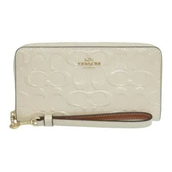COACH Leather Wallet Small Size Women's White