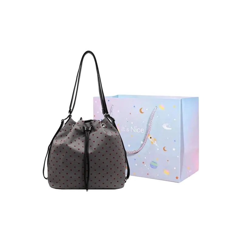 GOX Canvas Bag, Bucket Bag, Shoulder Bag Women's Stars/Polka Dot/Bowknot/Heart-17