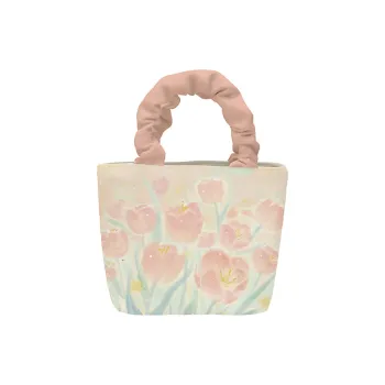 AOSONG Suede Tech Fabric Handbag Unisex White & Pink