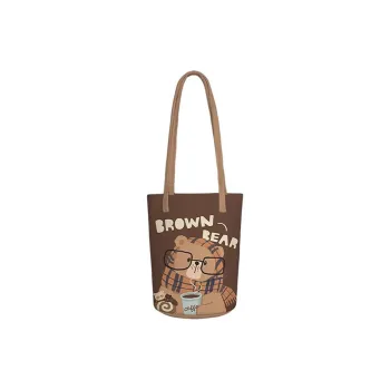 AOSONG Suede Tech Fabric Shoulder Bag Regular Unisex Warm Bear