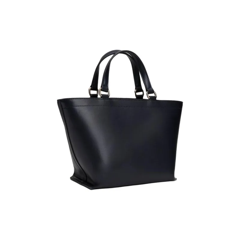 Tommy Hilfiger TH Monogram Polyurethane Tote Bag Shopping Bag Shoulder Bag Handbag Small Size Women's Space Blue-1