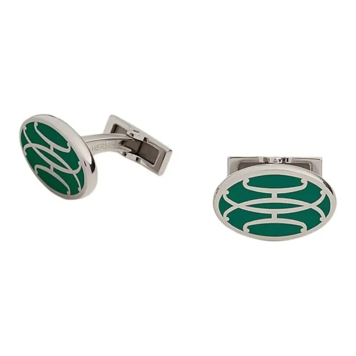 HERMES Metal Palladium-Plated Cufflinks Men's Multicolor-3