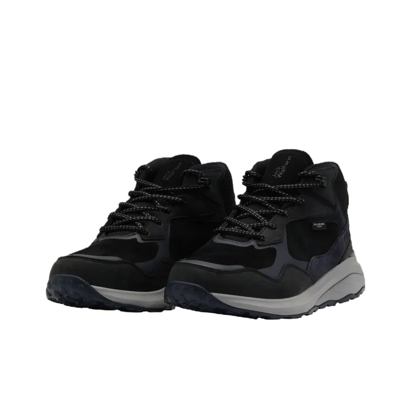 Jack Wolfskin Waterproof And Breathable Mid Top Outdoor Shoes Men's Black-2