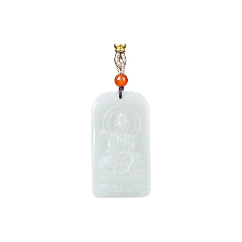 Jing Ruyu Hetian Jade Necklaces Pale Greenish White Jade Unisex-7