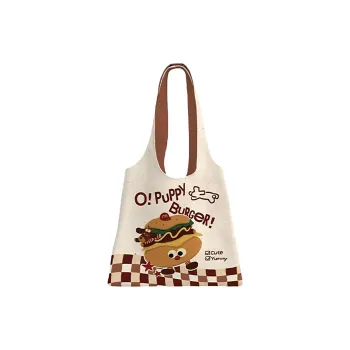 AOSONG Suede Tech Fabric Shoulder Bag Unisex Hamburger Dog