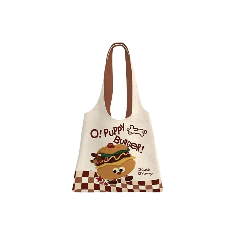 AOSONG Suede Tech Fabric Shoulder Bag Unisex Hamburger Dog-0