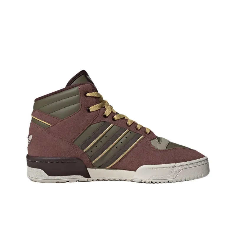 Adidas Originals Rivalry Anti Slip Wear Resistant Mid Top Skateboard Shoes Unisex Brown Green-1