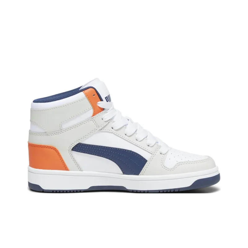 PUMA Anti-Slip Wear-Resistant High-Top Children's Basketball Shoes White Teenagers-1