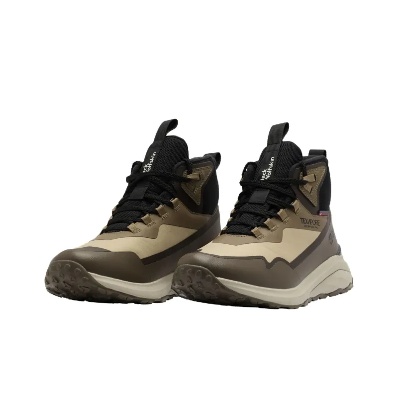 Jack Wolfskin Anti Slip Wear Resistant Mid Top Outdoor Shoes Men's Brown-2