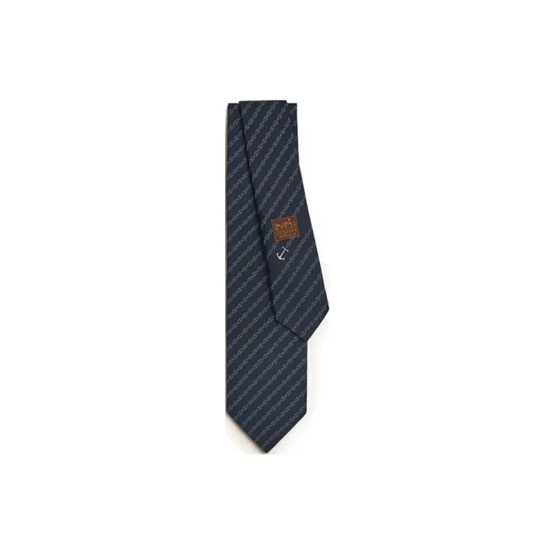 HERMES Mulberry Silk Ties Men's Dark Marine Blue-0