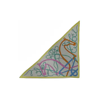HERMES Cashmere Knit Scarves Unisex Mixed Gray/Green