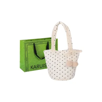 KARUISHA Cotton Handbag Shoulder Bag Regular Women's White/Ecru/Small Bear Ecru/Small Flower Ecru/Khaki