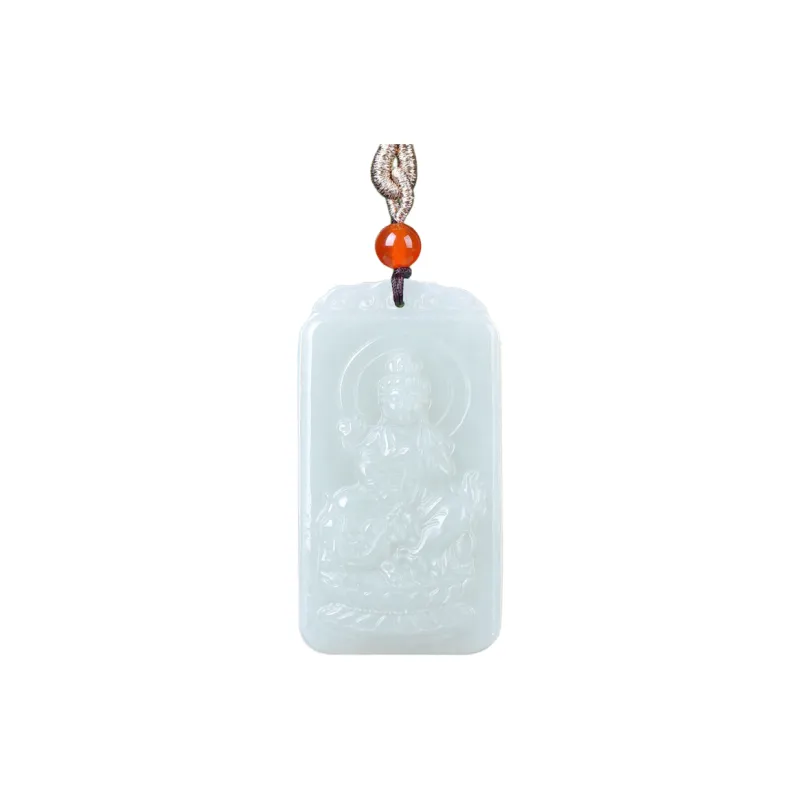 Jing Ruyu Hetian Jade Necklaces Pale Greenish White Jade Unisex-5