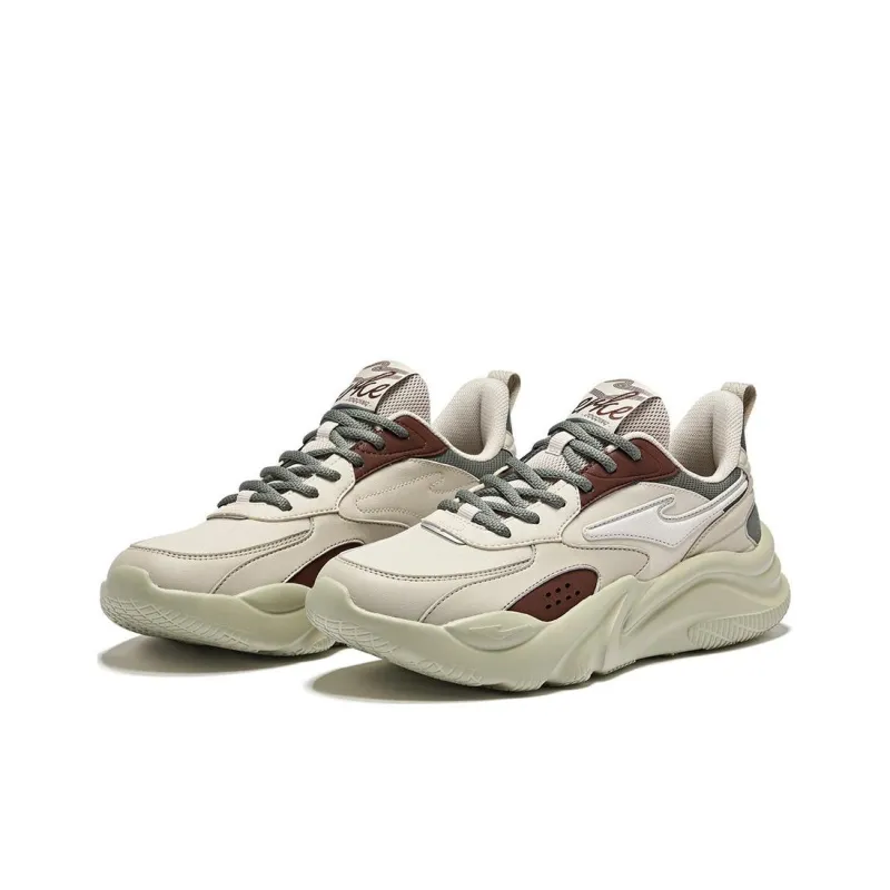 Erke Shock Absorbers Rebound Lightweight Low Top Casual Shoes Men's Beige Green Brown-1
