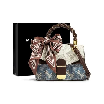 MACKJANICE Polyurethane Synthetic Leather Handbag Regular Women's Carriage Apricot & Blue