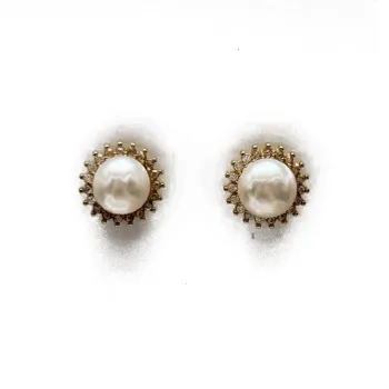 SANWUBALUOKE Freshwater Pearl Stud Earrings Women's