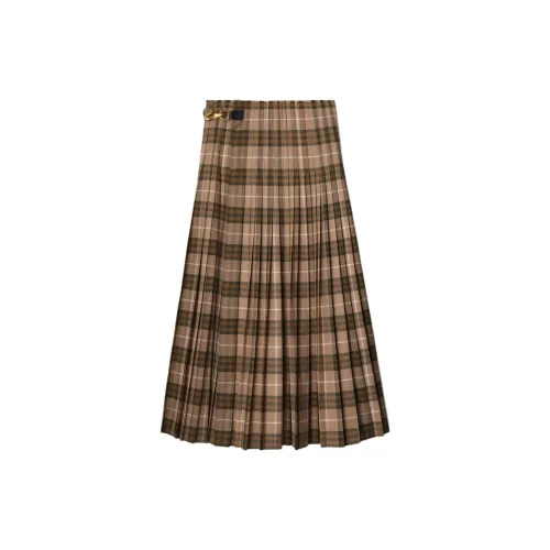 Burberry Checkered Pleated Long Skirt