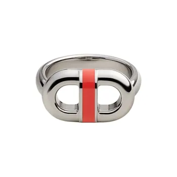 HERMES Stainless Steel Rings Unisex Open Country Orange