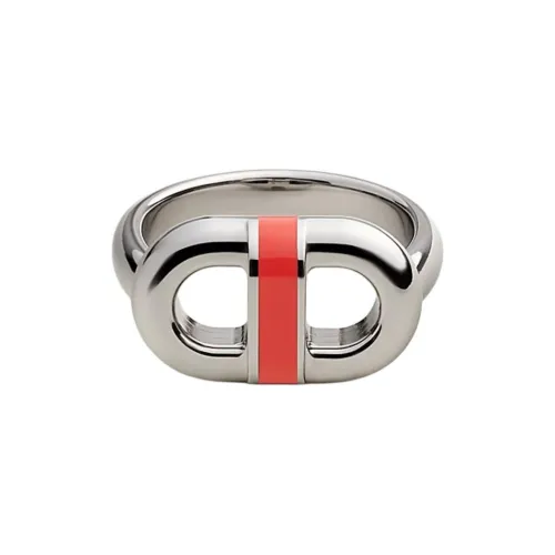 HERMES Stainless Steel Rings Unisex Open Country Orange