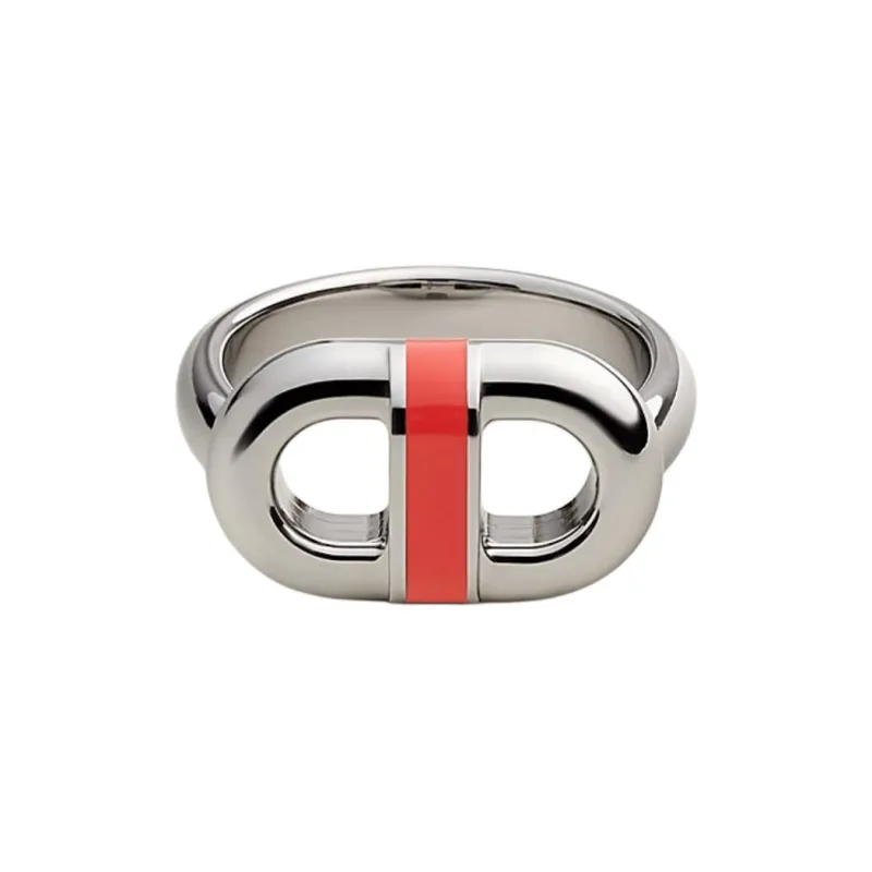 HERMES Stainless Steel Rings Unisex Open Country Orange-0