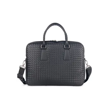 ROSEROOEN Waxed Leather Handbag, Shoulder Bag, Crossbody Bag, Briefcase Large Size Unisex Black