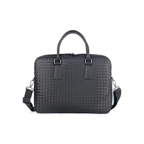 ROSEROOEN Waxed Leather Handbag, Shoulder Bag, Crossbody Bag, Briefcase Large Size Unisex Black
