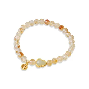 WANLIACC Crystal Fortune And Wealth Fu Character Beaded Bracelet Women's