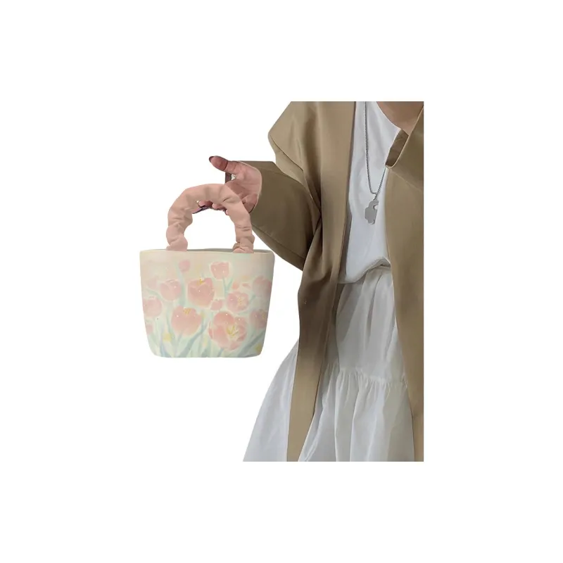 AOSONG Technical Fabric Handbag Unisex White & Pink-3