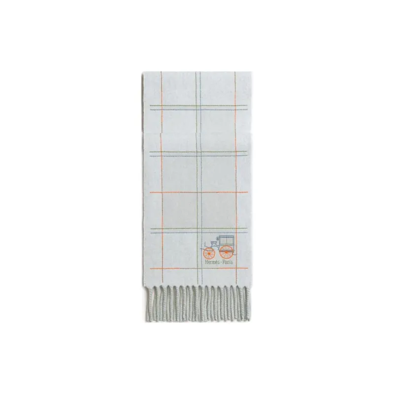 HERMES Cashmere Knit Scarves Unisex Northern Gray-0