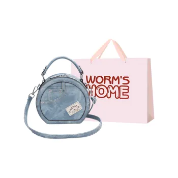 Worm's Home PU One Shoulder Handbags Regular Women's Denim Blue/Light Gray/Dark Gray/Khaki