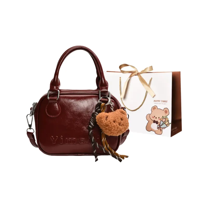 ERANGBEAR PU Handbag Women's Burgundy/Black/Coffee/Brown-0