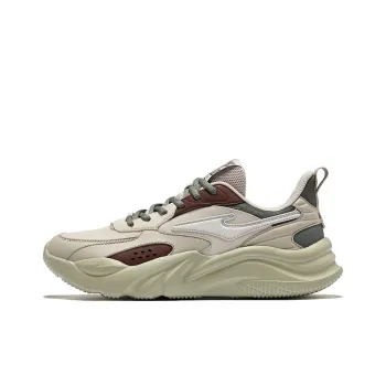Erke Shock Absorbers Rebound Lightweight Low Top Casual Shoes Men's Beige Green Brown