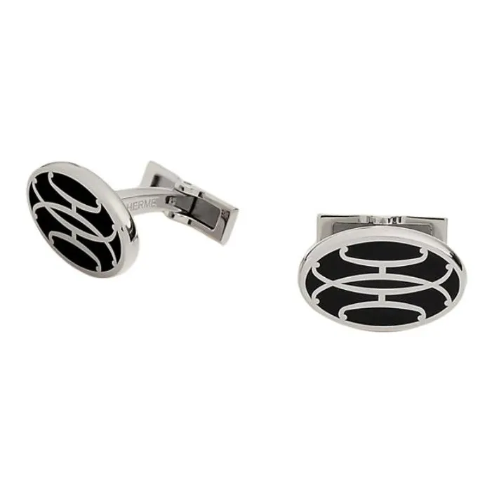 HERMES Metal Palladium-Plated Cufflinks Men's Multicolor-1