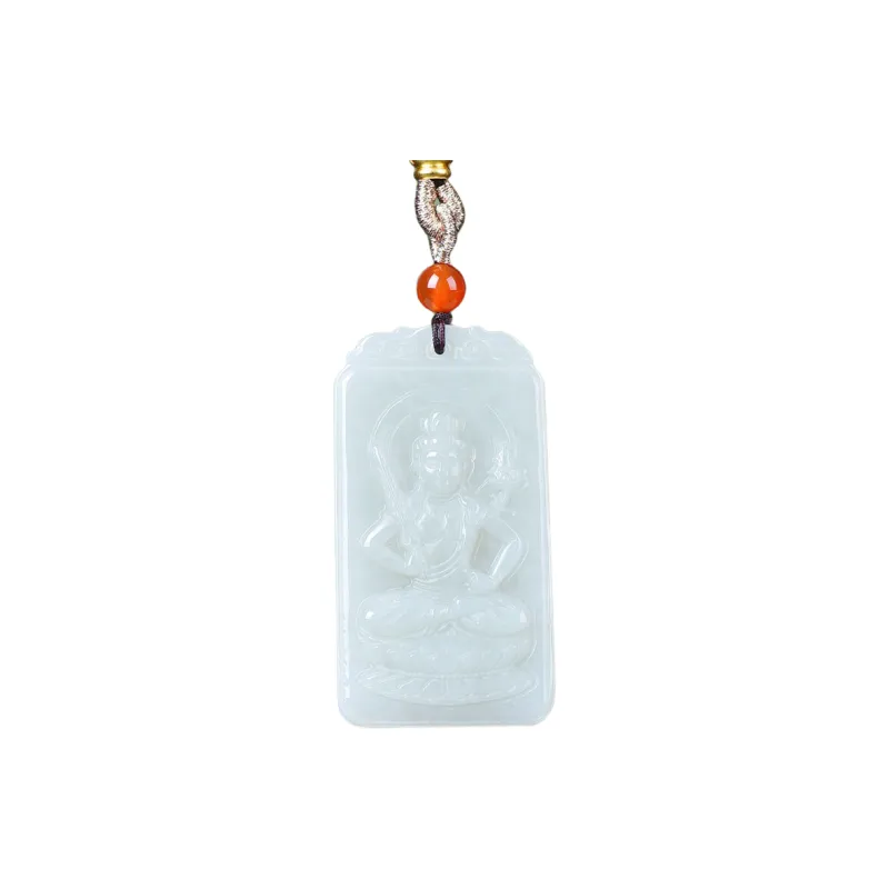 Jing Ruyu Hetian Jade Necklaces Pale Greenish White Jade Unisex-2