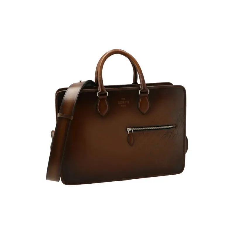 BERLUTI Leather Portable Briefcases Men's Brown-1