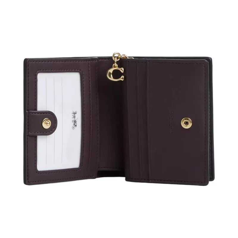 COACH Snap Wallet Leather Wallet Mini Women's Gold & Black-1