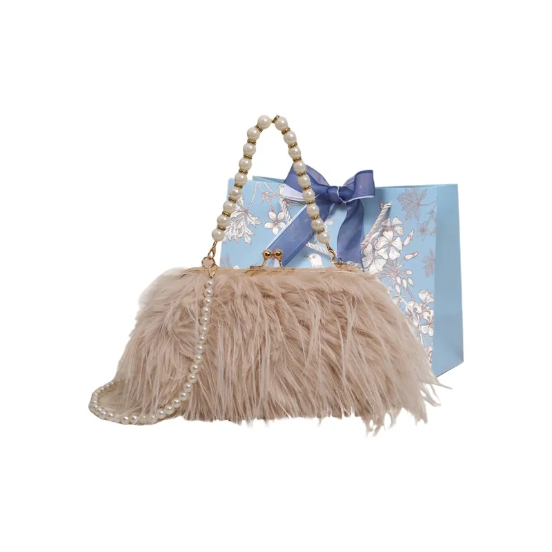REDOO Plush Handbag Women's White/Pink/Khaki/Black/Purple-8