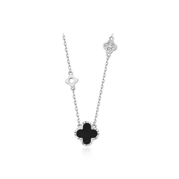 WANLIACC S999 Fine Silver Four Leaf Clover Necklace Women's
