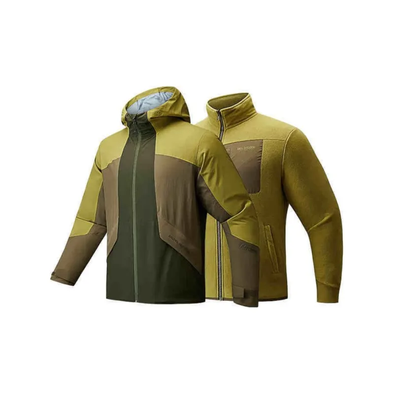Anta Outdoor Collection Waterproof And Windproof Windbreaker Jacket Men's New Wheat Green/Jujube Paste Umber-0