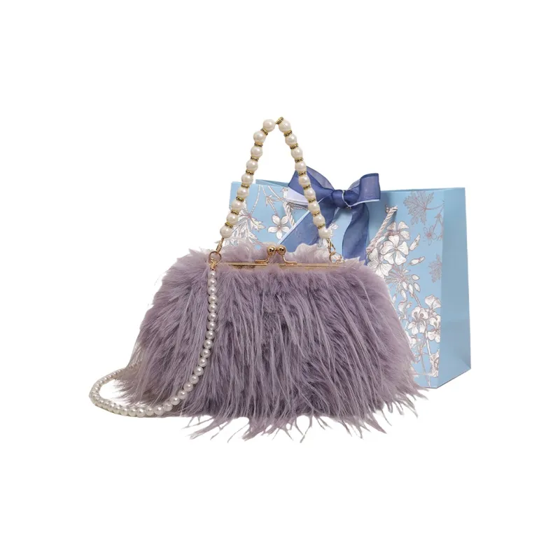 REDOO Plush Handbag Women's White/Pink/Khaki/Black/Purple-16