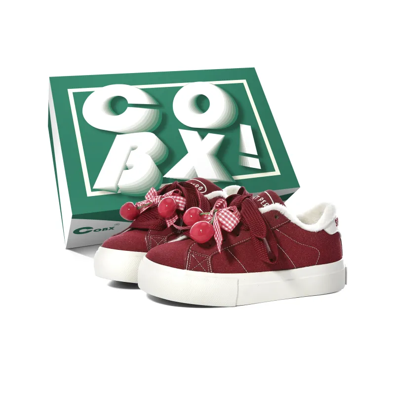 Cob Anti Slip Wear Resistant Low Top Skateboard Shoes Women's Red-0