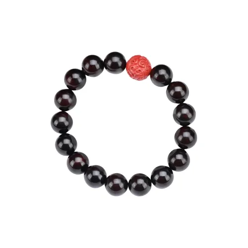 GUMUJIANG Fragrance Agarwood Beaded Bracelet With Two Circles Womens