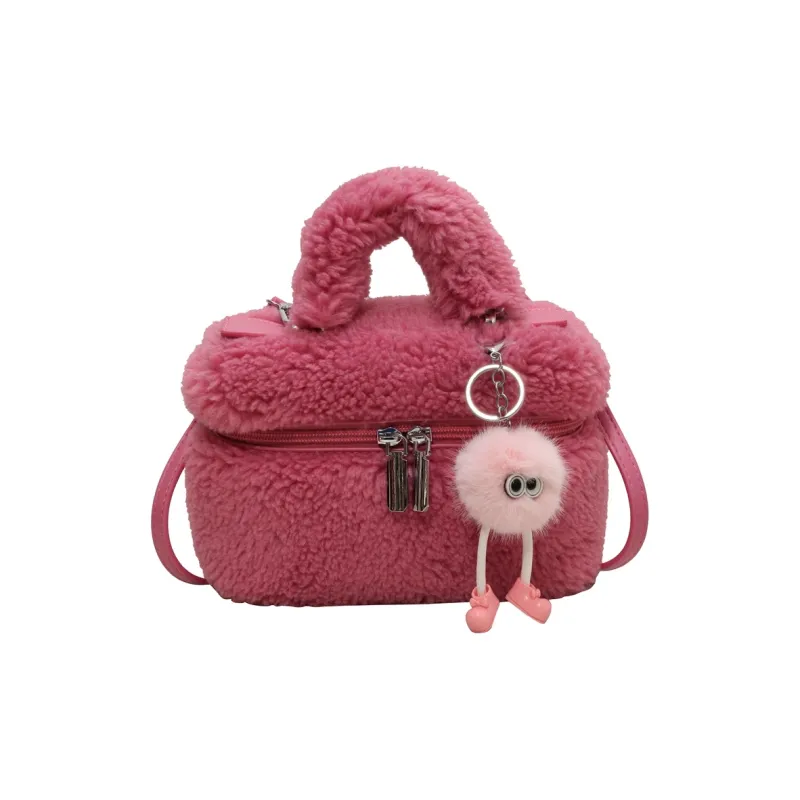 Yalu Velour Shoulder Bag, Crossbody Bag, Handbag Regular Women's White/Pink/Khaki/Brown/Rose Red-0
