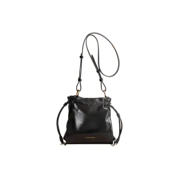 ALOENEY Cow Leather Crossbody One Shoulder Handbag Women's Black