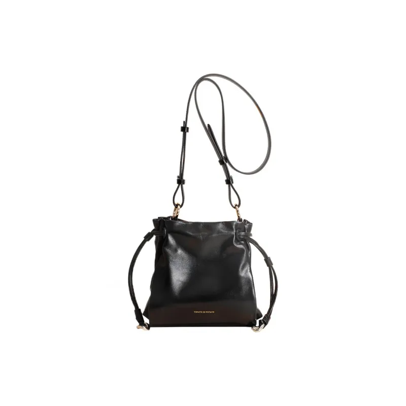 ALOENEY Cow Leather Crossbody One Shoulder Handbag Women's Black-0