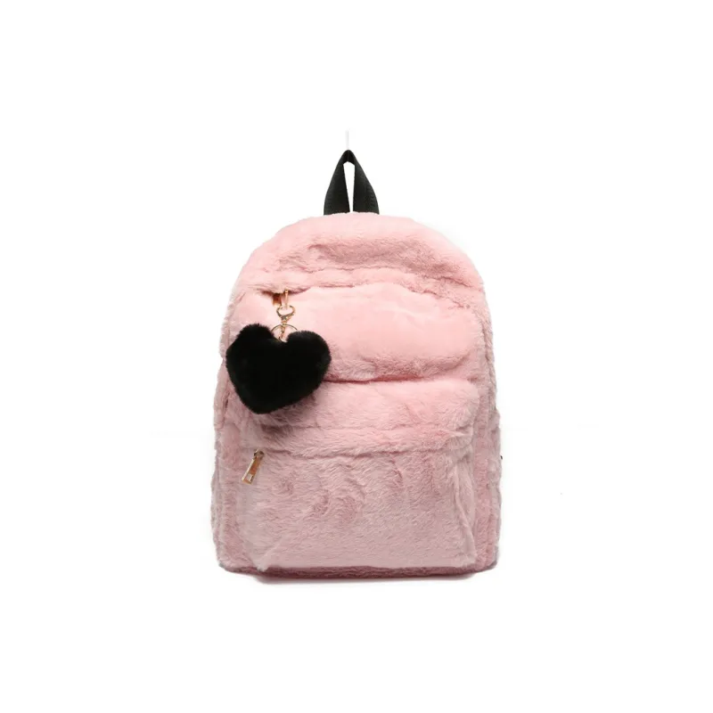 DALO Plush Backpack Women's Black/Pink-4
